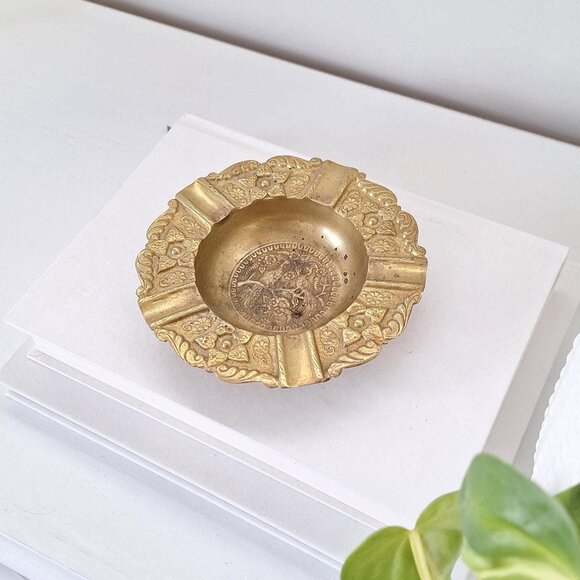 Vintage Brass Ashtray ornate Peacock - Picture 2 of 3